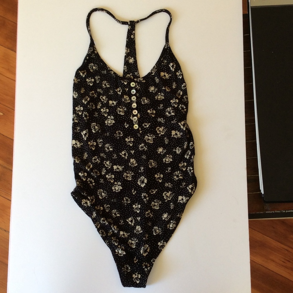 Obey Vintage Rose Printed Black Bodysuit